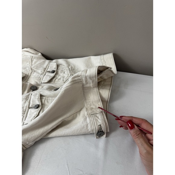 VTG Y2K Jean Denim Trucker Jacket Small Old Navy Retro 90s Beaded Embroidered - Picture 14 of 15